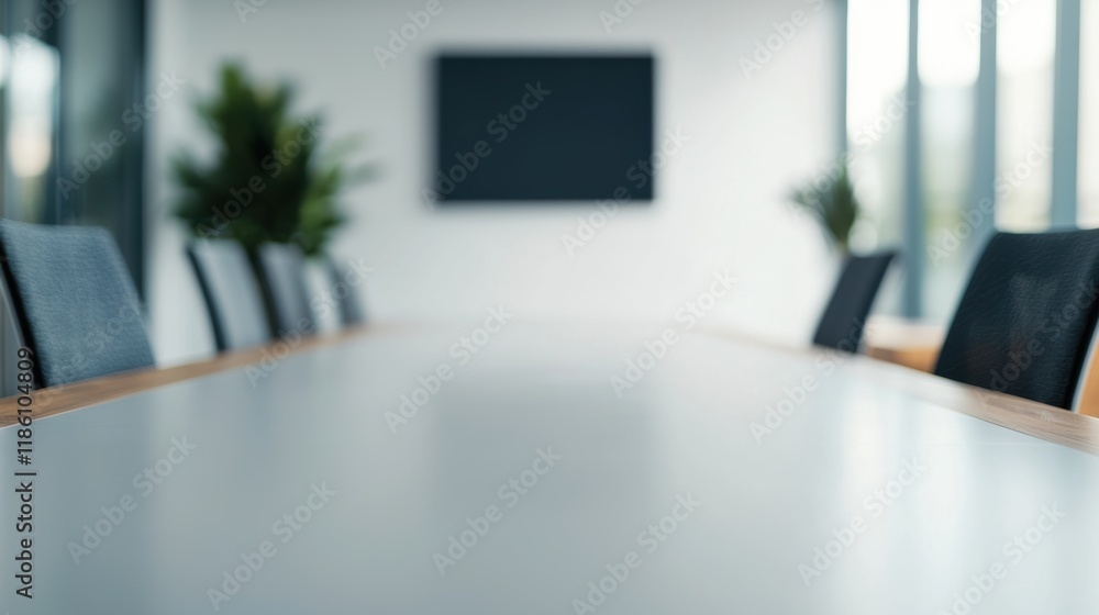 Poster empty meeting table in modern office with minimalist design