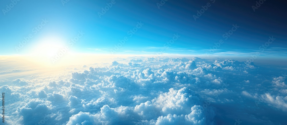 Aufkleber soft focus blue sky and clouds stunning view from the airplane. with copy space image. Place for adding text or design