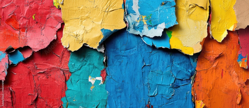 Poster colorful ripped and torn grunge posters create a background of creased and crumpled paper serving as
