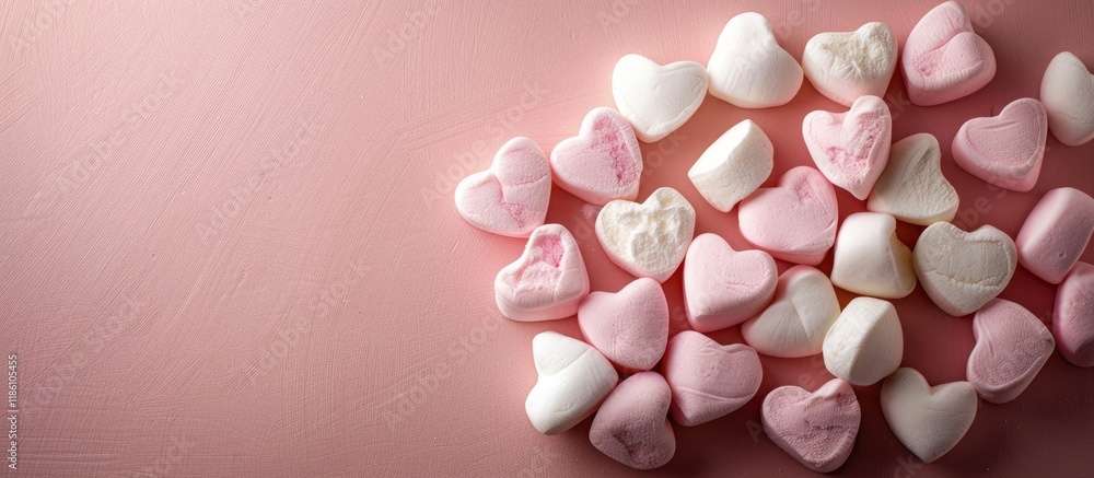 Leinwandbilder heart shaped marshmallows on a background valentine s day concept. with copy space image. place for 