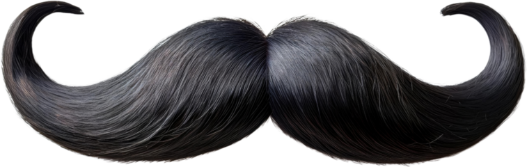 Lush dark hair mustache thick black handlebar moustache isolated transparent background