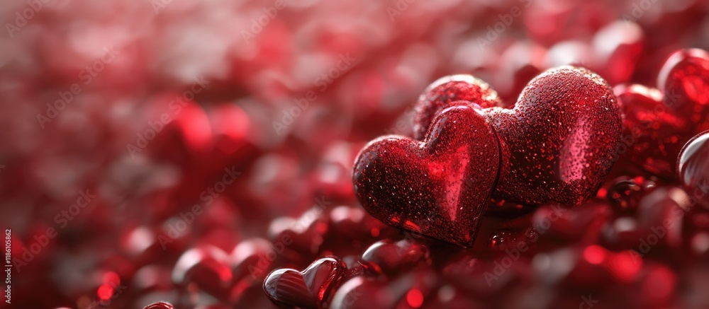 Poster Valentine s Day backdrop featuring red hearts. with copy space image. Place for adding text or design