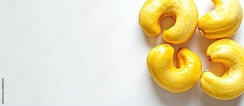 Aufkleber Ripe yellow cashew fruit on a white background. with copy space image. Place for adding text or design