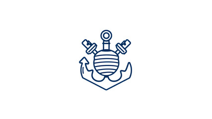 marine themed logo icon on white background. Generative AI