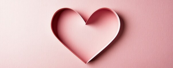 Fototapeta premium A minimalist heart shaped cutout on a pastel pink paper background, evoking feelings of love and romance, ideal for Valentine's Day or romantic themes