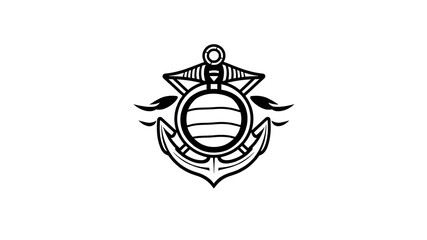 marine themed logo icon on white background. Generative AI