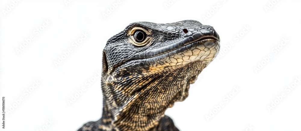 Poster Timor Monitor Lizard Varanus timorensis against a white background. with copy space image. Place for adding text or design