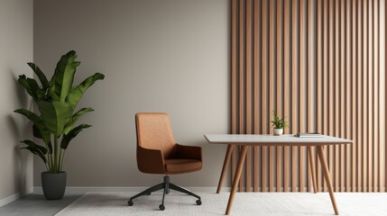 Modern minimalist home office promoting productivity with ergonomic chair and natural decor