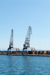 Old cranes in the port Rijeka, Croatia, industrial heritage