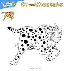 Coloring pages and learning the alphabet with  Cheetahs cartoon