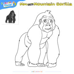 Coloring pages and learning the alphabet with Mountain Gorilla
