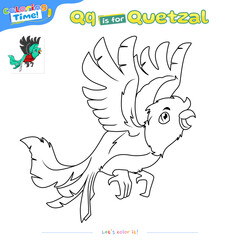 Coloring pages and learning the alphabet with Quetzal Flying