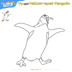 Coloring pages and learning the alphabet with Yellow-eyed Penguin 2