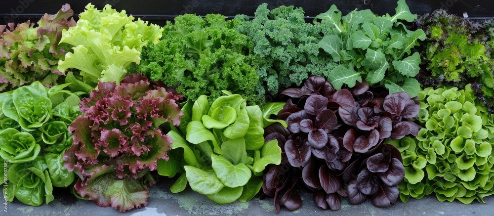 Leinwandbilder a beautiful and fresh selection of lettuces and various culinary herbs available for purchase at a g