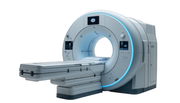 Advanced MRI or CT Scan Machine on PNG Transparent Background.