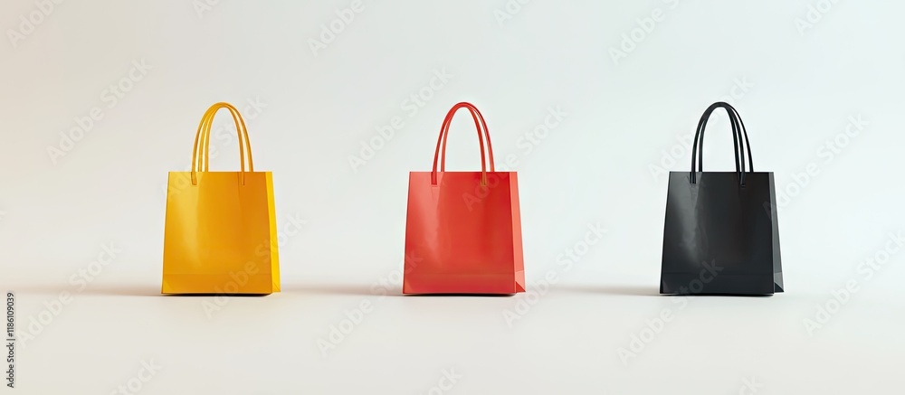 Poster Shopping bags set against a white background. with copy space image. Place for adding text or design