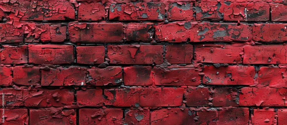 Aufkleber Close up of a textured background featuring a red weathered brick wall. with copy space image. Place for adding text or design