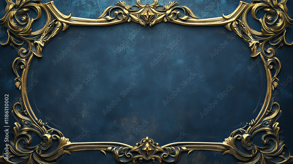 Poster deco frame for ui game. medieval fantasy button for luxury interface. magic islamic blue gradient re
