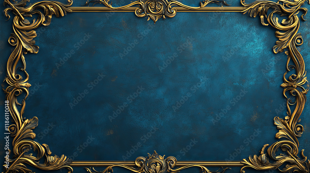 Poster deco frame for ui game. medieval fantasy button for luxury interface. magic islamic blue gradient re