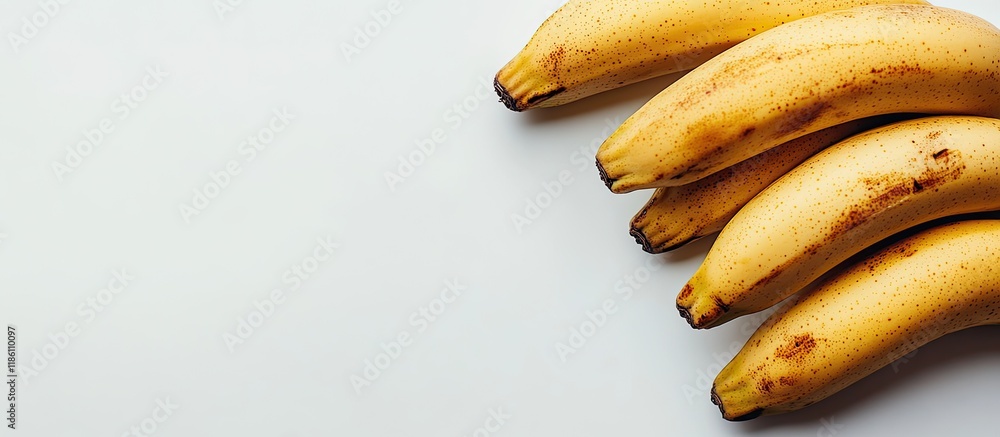 Aufkleber studio macro shot of several ripe bananas on a white background copyspace
