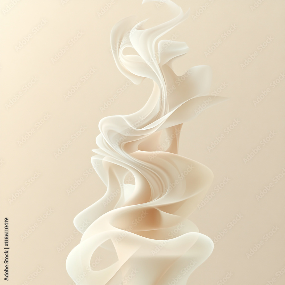 Poster flowing abstract shapes create a sense of calm and elegance in soft shades of beige