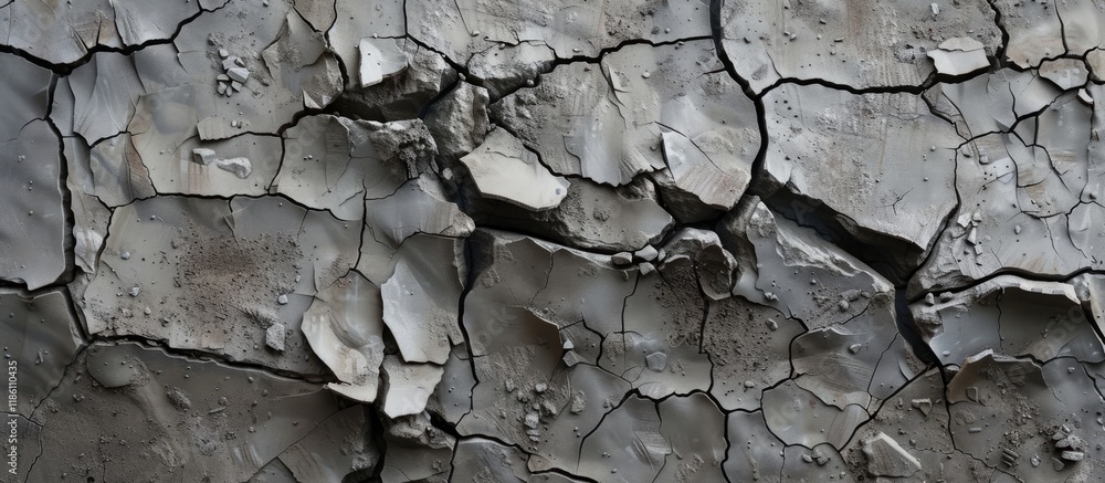 Aufkleber Dry gray clay with fissures. with copy space image. Place for adding text or design