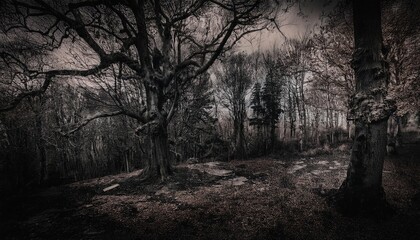 Fototapeta premium old, horror-themed texture with faded, distressed details evoking a haunted, unsettling atmosphere 