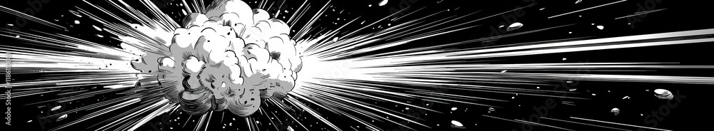 Poster investigating the dynamic energy of manga and anime-style speed lines: three variations of concentri