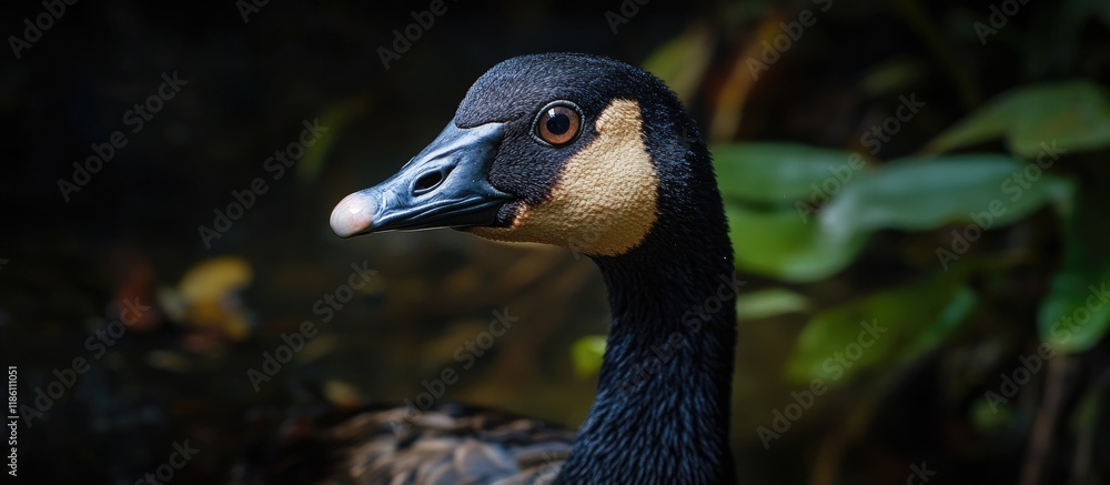 Poster close up of a hawaiian goose branta sandvicensis. with copy space image. place for adding text or de