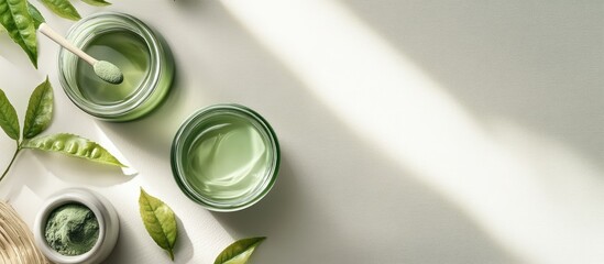 Fermented beauty items featuring green tea extract holistic beauty approach copyspace