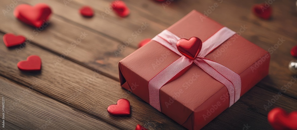 Poster Valentine s Day present. with copy space image. Place for adding text or design