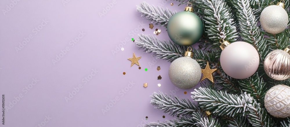 Aufkleber christmas tree decoration idea a top view image of white gold and green baubles a star ornament and 