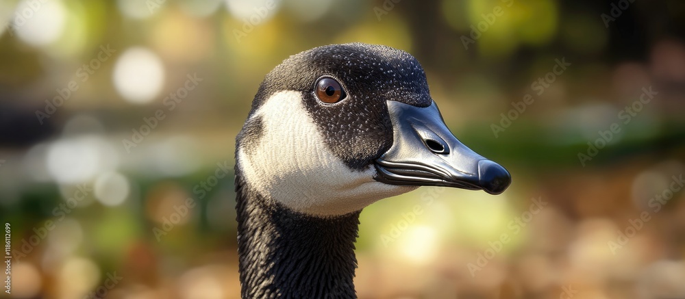 Poster close up of a hawaiian goose branta sandvicensis. with copy space image. place for adding text or de
