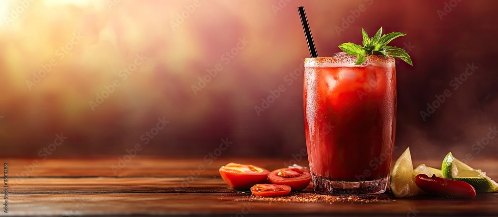 Poster bloody mary cocktail. with copy space image. place for adding text or design