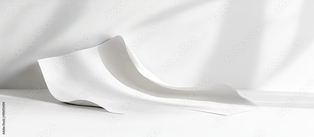 Leinwandbilder Blank sheets of paper on a white backdrop. with copy space image. Place for adding text or design