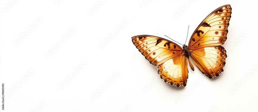Poster Brown butterfly against a white background. with copy space image. Place for adding text or design
