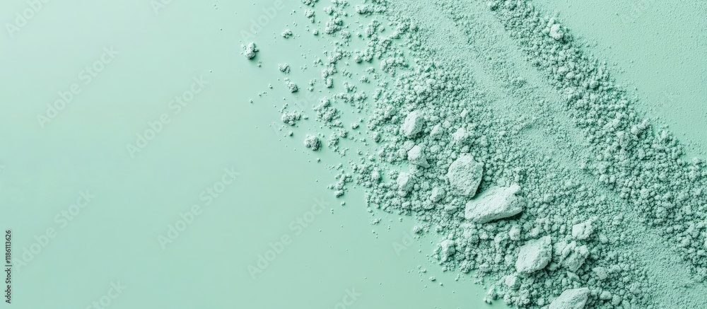 Poster sample of scrub on a light green background viewed from above space for text
