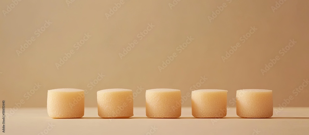 Poster Row of fermented soybean cake. with copy space image. Place for adding text or design