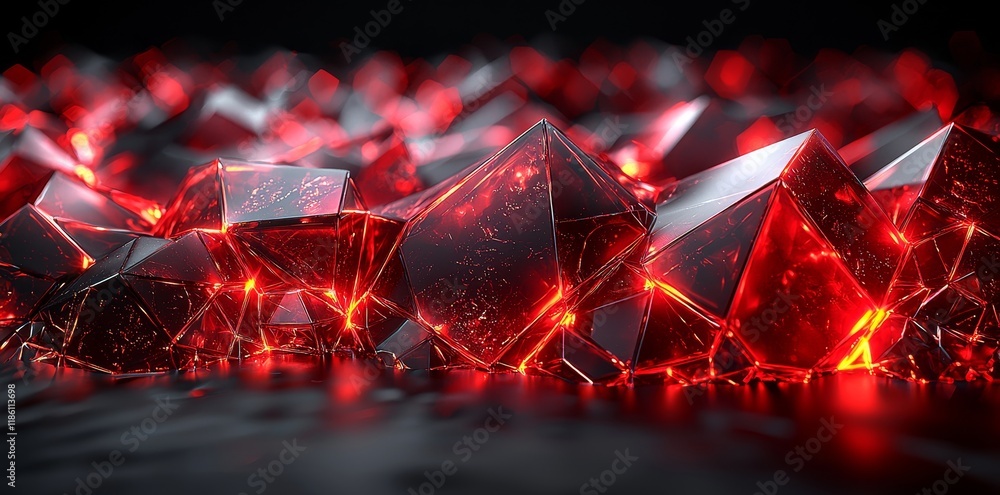 Poster abstract imagery with sharp geometric elements and red highlights