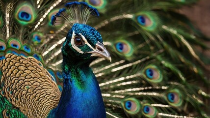 Fototapeta premium peacock with feathers generative ai