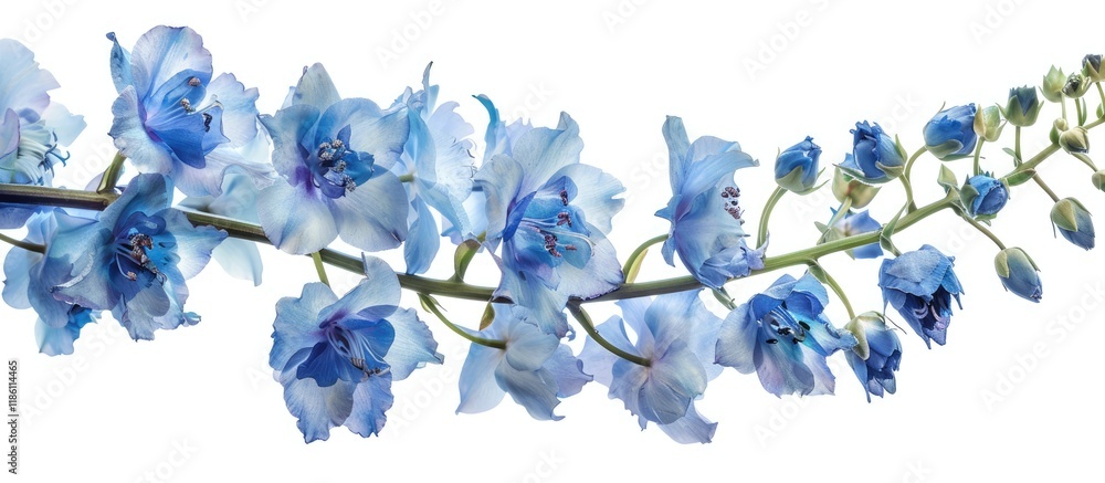 Poster delphinium against a white background. with copy space image. place for adding text or design