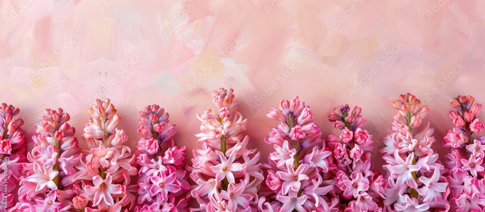 Leinwandbilder Collage of pink hyacinth colors on a background. with copy space image. Place for adding text or design