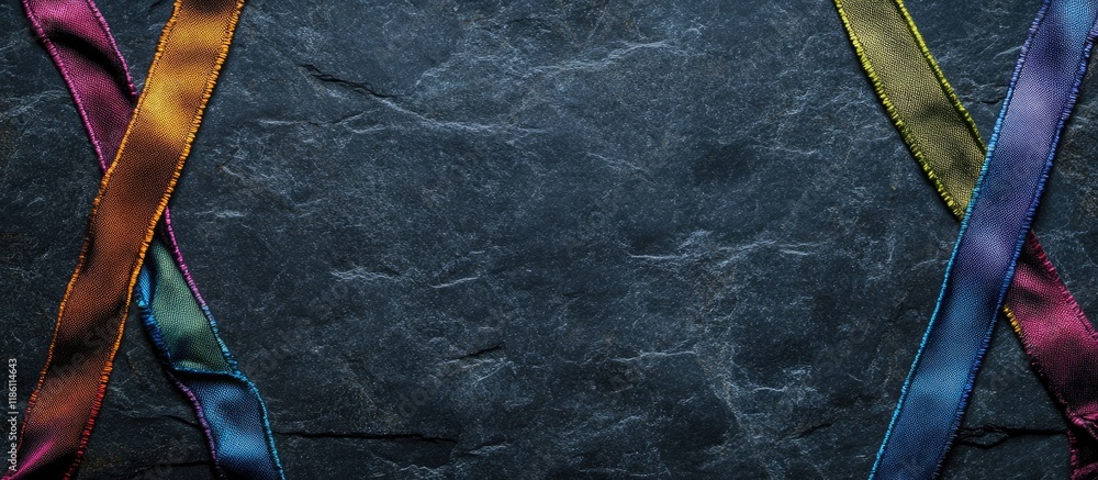 Poster slate featuring ribbons with a bavarian diamond design. with copy space image. place for adding text