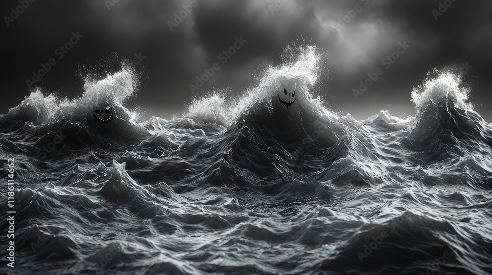 Aufkleber abstract motion background showcasing dynamic 3d waves in dark grey