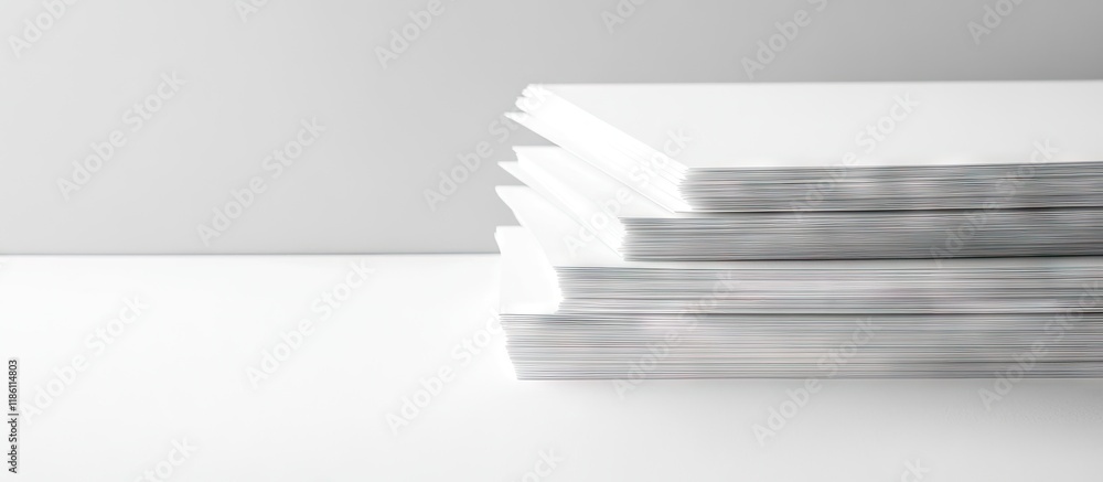Leinwandbilder Stack of white paper on a white background. with copy space image. Place for adding text or design