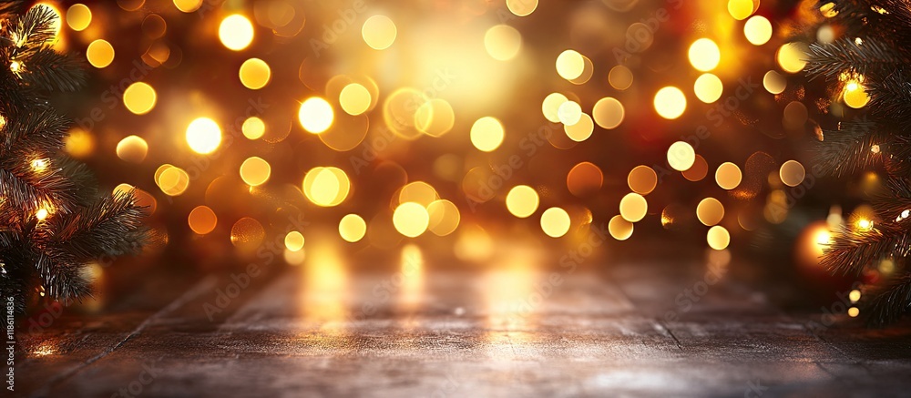 Fototapete christmas backdrop featuring light spots and bokeh effects. with copy space image. place for adding 