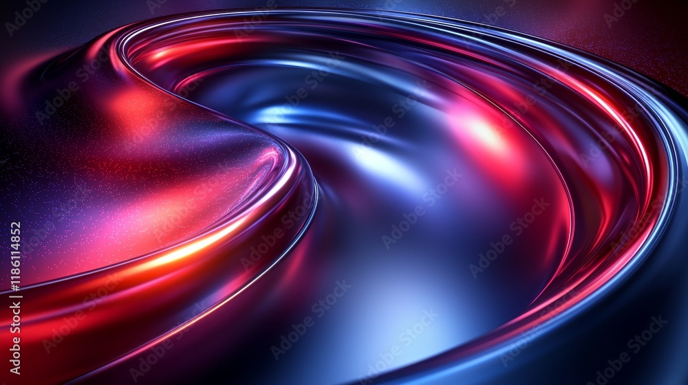 Poster dynamic abstract multicolored ribbons in motion form a vibrant background
