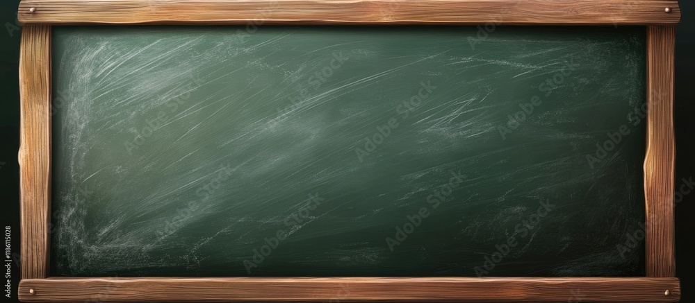 Aufkleber Empty chalkboard blackboard with a wooden frame Texture suitable for adding text or graphic design Education concept for schools. with copy space image. Place for adding text or design