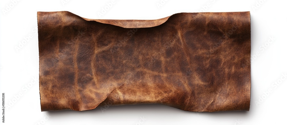 Poster two pieces of brown leather featuring a text area set against a white background. with copy space im