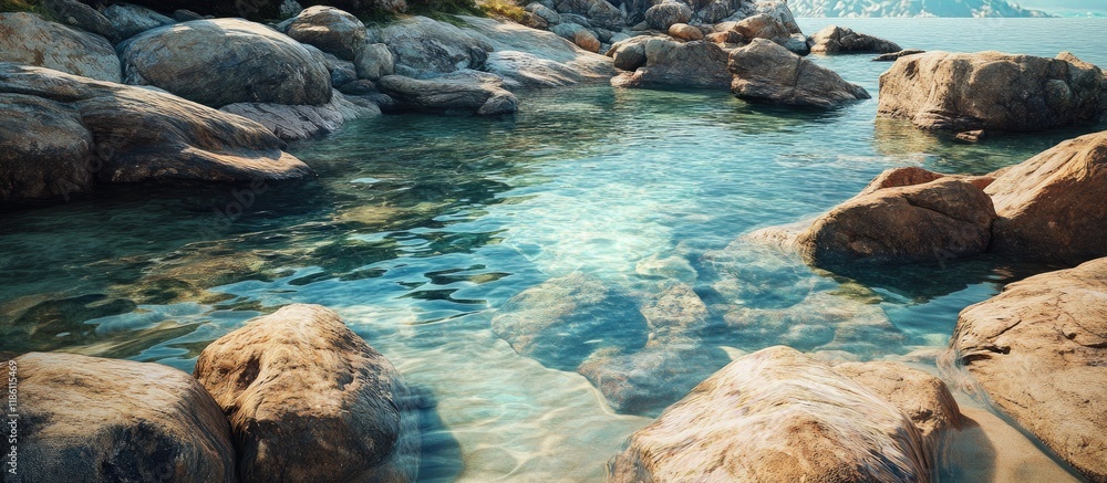 Aufkleber stunning rocks and seawater. with copy space image. place for adding text or design